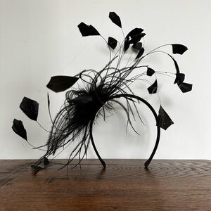 Ophelie Hats Black Feather Fascinator Headband – Couture Statement Hat